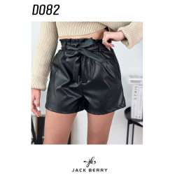 Jack Berry Дамски черни къси кожени панталони
