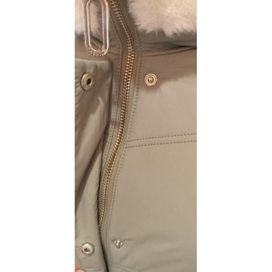 SWAD KEY Дамско дълго яке с камилска вълна светло зелено