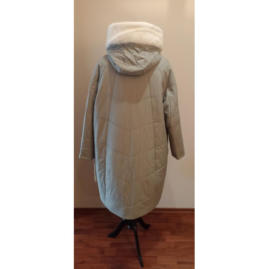 SWAD KEY Дамско дълго яке с камилска вълна светло зелено