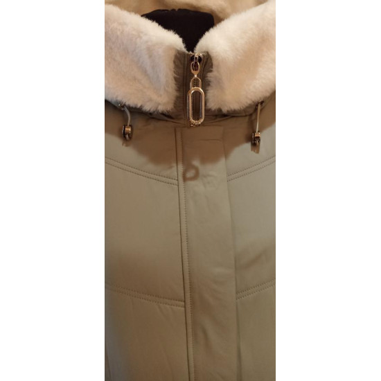 SWAD KEY Дамско дълго яке с камилска вълна светло зелено