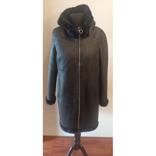 SWAD KEY Дамско елегантно двулицево палто черно