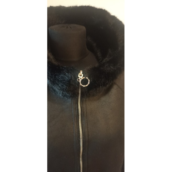 SWAD KEY Дамско елегантно двулицево палто черно