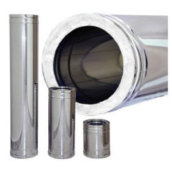 1м. - ф 80 - ф130мм Висококачествен иноксов двустенен прав елемент 