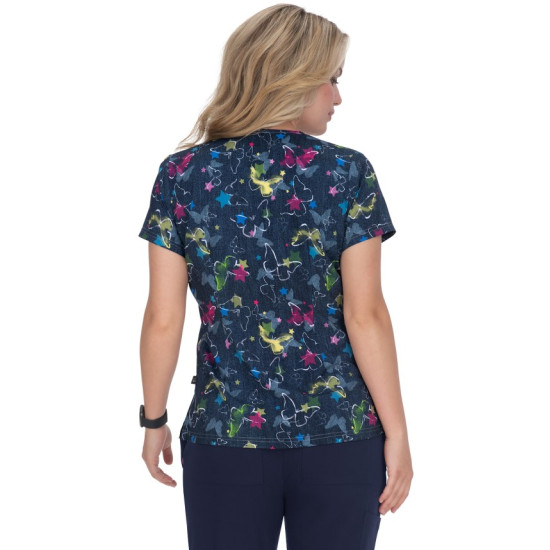 Koi French Bull Lulu Top Denim Butterfly