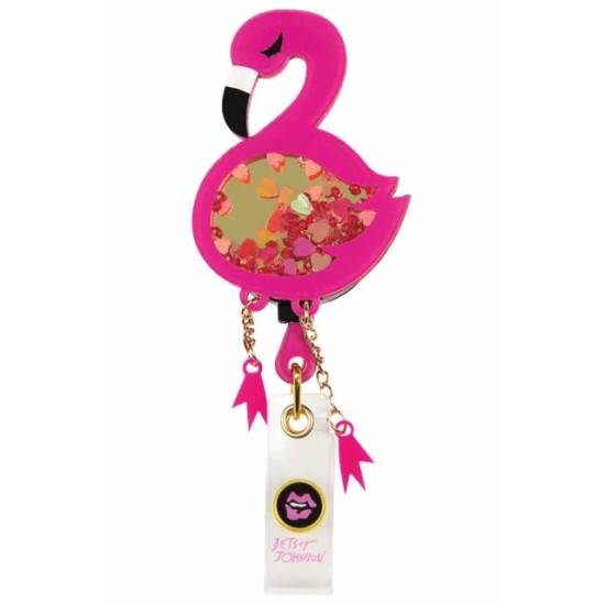 Koi Betsey Johnson Автоматичен държач за бадж Flamingo