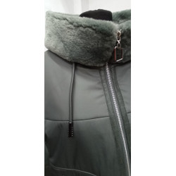 SWAD KEY Дамско късо  яке с камилска вълна зелено