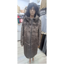 SWAD KEY Дамско двулицево дълго еко палто кафяво